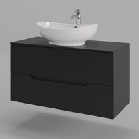 Orange Line Li-100TubMDF+B08-585W тумба с раковиной подвесная 100 см, черный/белый Li-100TubMDF+B08-585W — фото 1, Тумбы с раковиной