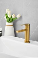 Смеситель для раковины BELZ , брашированное золото арт-B10813-5 — фото 2, Смесители для раковины