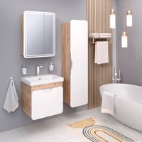 Шкаф-пенал подвесной SKANDI 40 /дуб золотой Крафт/правый/ AQUA DE MARCO 3040CRAFTCSCA — фото 8, Шкафы для ванной