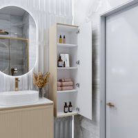 Товар: Пенал подвесной "КРИСТАЛЛ-35 см" универсальный беж. матовый 303544 - фото 4 Пенал подвесной "КРИСТАЛЛ-35 см" универсальный беж. матовый 303544 — фото 4, Пеналы для ванной комнаты