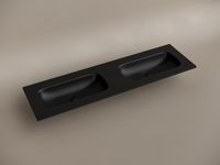 Раковина накладная мебельная Grace прямоугольная 1610x457x137 с двумя чашами без отверстий под смеситель цвет черный матовый арт-CN7023MBwx — фото 2, Раковины встраиваемые сверху