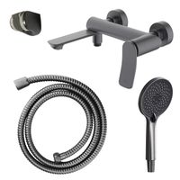 Смеситель для ванны Azario Escaro с ручным душем, керамический картридж, шланг 150 см, графит арт-AZ-K3074GR — фото 8, Смеситель для ванны