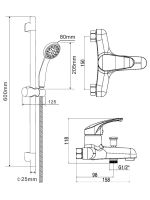 OneLife Полимерный смеситель для ванны с душ.гарнитуром, хром арт-P01-611cr — фото 1, Смеситель для ванны