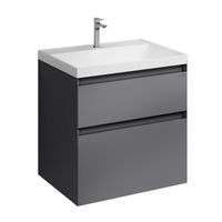 Тумба подвесная "МЕРКАДО-60 см" с 2-я ящ. графит матовая (ум. Classica-60) арт-106077 — фото 1, Тумбы под раковину