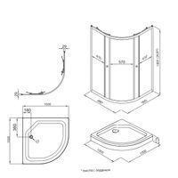 ДО "Альфа-Хром" 100х100, 1/4 круга, низ. подд. (2 места+сифонD90мм) арт-Щ0000049615 — фото 10, Душевые уголки четверть круга
