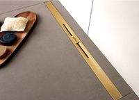 Желоб BERGES водосток SIMPEL 600, золото глянец, S-сифон D50/105 H50 вертикальный арт-092011 — фото 5, Душевые лотки