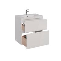 Тумба Lemark VEON 70 см под 1 раковину, подвесная/напольная, 2 ящика, цвет корпуса, фасада: Белый гл арт-LM01V70T — фото 1, Тумбы под раковину