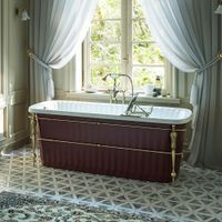 OLIVIA CONSOLE Ванна 174x83хH66 см. белая, панель красная, консоль, слив/перелив бронза 24267 — фото 3, Ванны