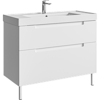 Напольная тумба с двумя ящиками 101 см, цвет белый с умывальником VAN01102N — фото 5, Тумбы с раковиной