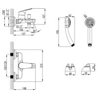 Смеситель для ванны и душа Azario с ручным душем, керамический картридж, хром арт-AZ-HU245906 — фото 5, Смеситель для ванны