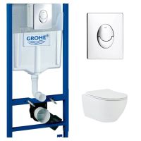 КОМПЛЕКТ Grohe + beWash: Инсталляция 38721001 Grohe Rapid SL + Bogen Унитаз подвесной безободковый с функцией биде с сиденьем микролифт белый глянец 88303601+EVB6388 GRH721303601 — фото 2, Комплекты унитаз + инсталляция