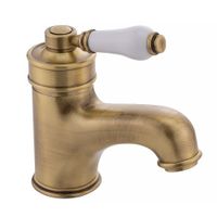 ERMITAGE См-ль д/раковины моноком, ручка сверху белая, бронза 18613 — фото 1, Смесители для раковины