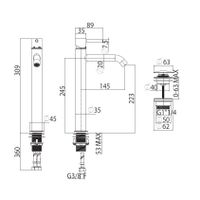 Смеситель для раковины Bossini Teo Z00703.043 высокий с донным клапаном цвет золото сатинированное — фото 2, Смесители для раковины