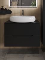 Orange Line Li-80TubMDF+B08-640W тумба с раковиной подвесная 80 см, черный/белый Li-80TubMDF+B08-640W — фото 3, Тумбы с раковиной