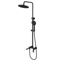 Душевая система Azario Alanti с круглым тропическим душем, керамический картридж, шланг 150 см, черный матовый арт-AZ-K2332B — фото 1, Душевые стойки