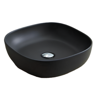 Раковина Scarabeo GLAM накладная без перелива без отверстий цвет черный матовый с антибактериальным и грязеотталкивающим покрытием BIOKER арт-1806 49 BK — фото 1, Раковины накладные