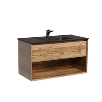 Тумба подвесная SANCOS Marmi 1.0 890х445х520 c одним ящиком оснащенным доводчиками скрытого монтажа и открытой нишей, дуб чарльстон, арт. арт-MR1.090ECH — фото 6, Тумбы под раковину