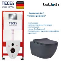КОМПЛЕКТ TECE + beWash: 9400412 Инсталляция для подвесного унитаза TECE + BeWash Bogen Унитаз подвесной безободковый с сиденьем микролифт антрацит 88303280 арт-TC412303280 — фото 1, Комплекты унитаз + инсталляция