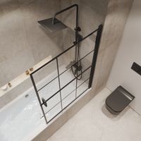 Шторка для ванны Niagara Nova (90х140) черный матовый,стекло прозрачное с рисунком,распашная,1 место арт-NG-08-90BLACK — фото 4, Шторки для ванной распашные