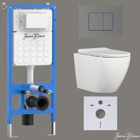 Комплект 3в1 IBERICA BLANCA инсталляция SILENCIO, унитаз BILBAO ALTO белый, кнопка смыва INOX-C вороненая сталь (IB001.BLA.234.1180) — фото 1, Комплекты унитаз + инсталляция