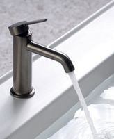 Смеситель для раковины, Fima Carlo Frattini, Snap, тип открывания воды-однорычажный, монтаж-на раковину/столешницу, отверстия для монтажа-1, высота, мм-147, вынос излива, мм-110, тип излива-неподвижный, донный клапан-есть 1"1/4, тип подводки-гибкая, цвет-чёрный хром брашированный арт-F3111CS — фото 1, Смесители для раковины