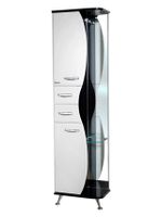 РИО-50 пенал с зеркалом комбин. черный/белый лев. 4623606022267 — фото 1, Пеналы для ванной комнаты