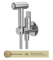 Гигиенический душ, Fima Carlo Frattini, Collettivita', смеситель-в комплекте, кнопочный ручной душ, шланг-есть, длина шланга, мм-1200, держатель-в комплекте, внутренняя часть-необходимо заказать, цвет-брашированный шампань арт-F2320/4HS — фото 1, Гигиенические души