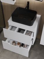 Orange Line Li-60TuwMDF+B02-460MB тумба с раковиной подвесная 60 см, белый/черный Li-60TuwMDF+B02-460MB — фото 6, Тумбы с раковиной