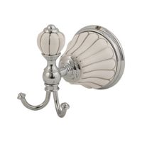 OLIVIA Крючок, керамика белая с декором платина, хром 17554 — фото 1, Крючки для полотенец