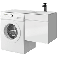 Товар: Подвесная тумба под стиральную машину с одним ящиком 115 см, цвет белый с умывальником арт-DU01051+FOR.11.04.D-R - фото 4 Подвесная тумба под стиральную машину с одним ящиком 115 см, цвет белый с умывальником арт-DU01051+FOR.11.04.D-R — фото 4, Тумбы с раковиной