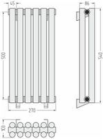 Отопительный радиатор Сунержа Эстет-11 500х270 6 секций Матовый белый арт-30-0302-5006 — фото 3, Радиаторы отопления