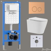 Комплект 3в1 IBERICA BLANCA инсталляция SILENCIO, унитаз BURGOS ALTO белый, кнопка смыва INOX-О розовое золото матовое (IB001.BRA.234.8172) — фото 1, Комплекты унитаз + инсталляция