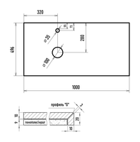 Столешница арт-MA01-100К — фото 2, Столешницы под раковину