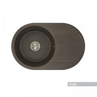 Мойка для кухни Амира 780x500x211 мм, круглая с крылом, кофе 1A712932AI280 — фото 1, Кухонные мойки