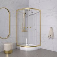 ДО "Альфа-Голд" 90х90, 1/4 круга, низ. подд. (2 места+сифонD90мм) арт-Щ0000073921 — фото 1, Душевые уголки четверть круга