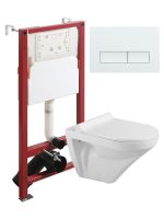 Agger Унитаз подвесной безободковый белый с инсталляцией, микролифт, кнопка смыва белая арт-ATI06100+APB288 — фото 9, Комплекты унитаз + инсталляция