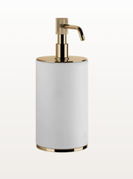 Дозатор для жидкого мыла, Gessi, VENTI20, механический (нажимной), ширина, мм-75, глубина, мм-97, высота, мм-199, тип установки-настольный (свободностоящий), цвет колбы-белый, цвет дозатора-Warm Bronze PVD арт-65437.735 — фото 2, Дозаторы