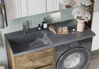 Раковина ЛОНДРИ 120, левая, графит арт-1A72843KLH21L — фото 10, Раковины встраиваемые сверху