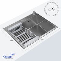 Мойка GLORIA60 nano embos (матовый хром) кухонная из нержавеющей стали (600х500х220) Ceruttispa арт-CT11257 — фото 4, Кухонные мойки