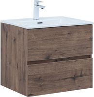 Тумба с раковиной Aquanet Алвита new 60 2 ящ. цв.дуб веллингтон табак арт-00335685 — фото 2, Тумбы с раковиной