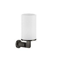 Стакан, Gessi, Inciso, одинарный, с держателем, ширина, мм-75, глубина, мм-105, высота, мм-176, настенный, материал стакана-композит неолит белый, материал держателя-металл, цвет-Black XL арт-58507.299 — фото 2, Стаканы для зубных щеток