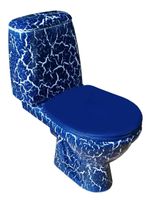 ПРЕМЬЕР Унитаз-компакт горизонт. вып. с арматурой, сиденьем, креплением, синий кракелюр ROSA Вн УкСк313 — фото 1, Напольные унитазы