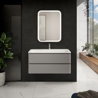 "S4" тумба под умывальник подвесная 100 см., цвет серый. арт-AQM900410GM — фото 1, Тумбы под раковину