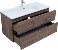 Тумба с раковиной Aquanet Алвита new 100 2 ящ. цв.дуб веллингтон табак арт-00335684 — фото 12, Тумбы с раковиной