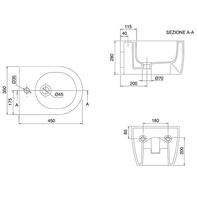 Биде Scarabeo MOON подвесное с одним отверстием укороченное цвет белый арт-5525 — фото 3, Биде подвесные
