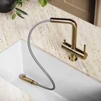 Смеситель для кухни SANCOS Spin с поворотным и вытяжным изливом, c краном для фильтрованной воды, цвет полированное золото, арт. SC4015ZG — фото 9, Смесители для кухни