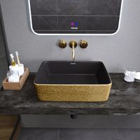Раковина Grossman (480х370х130) золото,черная внутри,1 место арт-GR-3016GBL — фото 2, Раковины накладные