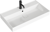 Подвесная тумба 81 см с одним ящиком в сером цвете, с умывальником PUR0108GRM — фото 3, Тумбы с раковиной