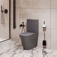 Унитаз напольный Grossman (640х360х835) безободковый,серый матовый с тонкой крышкой,микролифт,смыв торнадо,2 места арт-GR-4458GMSQ — фото 7, Напольные унитазы