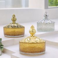 ELISABETTA Баночка низкая, H13 см. с крышкой, стекло/золото 17057 — фото 10, Органайзеры для ванной